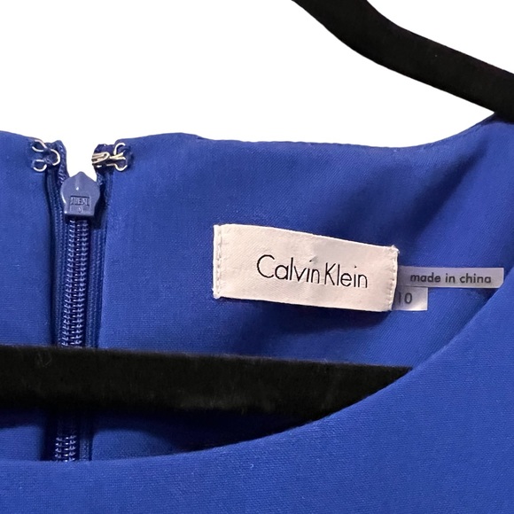 CALVIN KLEIN Asymmetrical Ruffle Dress in Royal Blue - Picture 4 of 11